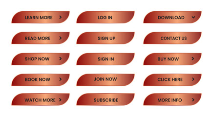 Wall Mural - Web apps Buttons set. Red shiny reflected. Vector EPS 10
