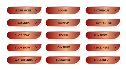 Wall Mural - Web apps Buttons set. Red shiny reflected. Vector EPS 10