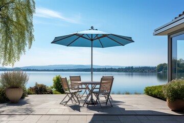 Wall Mural - Chair table patio house.