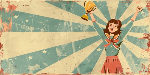 Wall Mural - Woman Holding Trophy Against Clear Sky