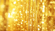 © AngrySun - Golden sparkling tinsel curtain, aesthetic party background. Generative AI