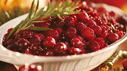 Poster - A tangy cranberry sauce serves as the perfect accompaniment to the rich gamey flavors of the feast.