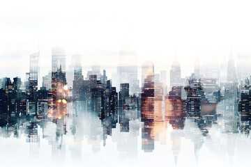 Wall Mural - Cityscape with Double Exposure