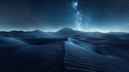 A serene desert landscape at night, with desert sands under a starry sky, desert background, night sky