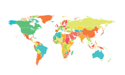 Naklejka na meble World map isolated .modern colorful style. for website layouts, background, education, precise, customizable, Travel worldwide, map silhouette backdrop, earth geography, political, reports. 
