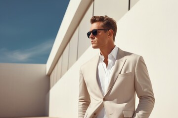 Wall Mural - sunglasses portrait clothing blazer.