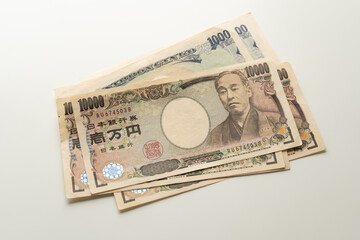 Wall Mural - Japanese Yen banknote on white background