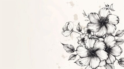 Wall Mural - Hand drawn floral design with space for text