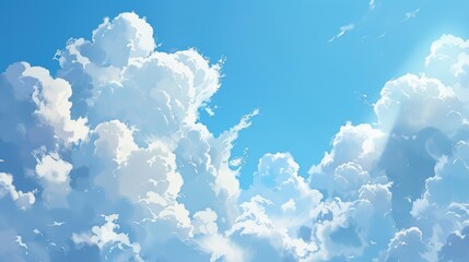Wall Mural - the sky appears bright and clear with white clouds