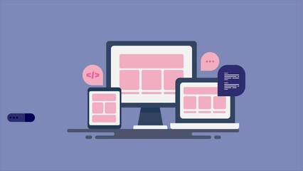 Wall Mural - responsive web design with coding and programming, web application development information technolog