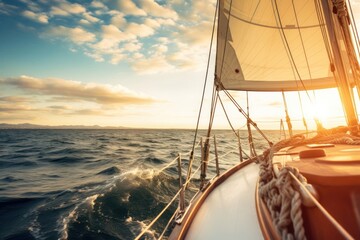 Canvas Print - Sailboat sea outdoors horizon.