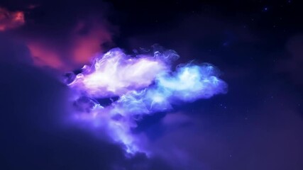 Wall Mural - enigmatic purple nebula clouds in starry night sky