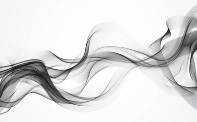 Wall Mural - 
Abstract black line art vector design with smoke pattern on white background, digital illustration of modern and futuristic waves for concept banner template design.