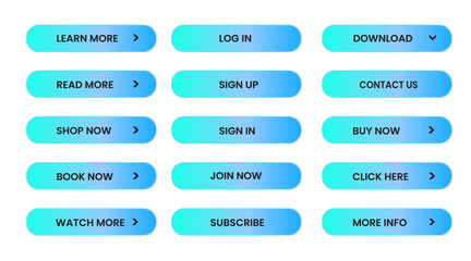 Wall Mural - Web apps Buttons set. sky blue shiny reflected. Vector EPS 10