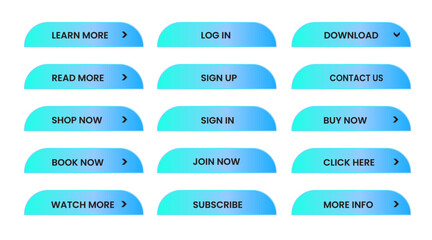 Wall Mural - Web apps Buttons set. sky blue shiny reflected. Vector EPS 10