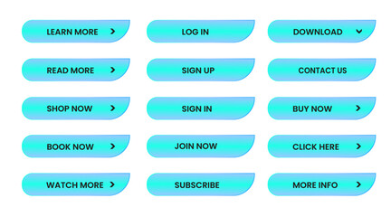 Wall Mural - Web apps Buttons set. sky blue shiny reflected. Vector EPS 10