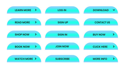 Wall Mural - Web apps Buttons set. sky blue shiny reflected. Vector EPS 10