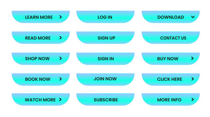 Wall Mural - Web apps Buttons set. sky blue shiny reflected. Vector EPS 10