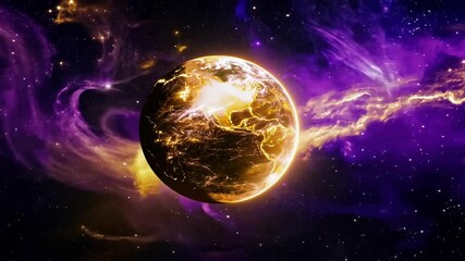 Wall Mural - cosmic energy radiating from a glowing planet in the universe
