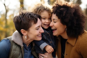 Canvas Print - Lesbian couple laughing portrait adult.