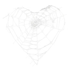 Heart shaped spider web, isolated on a transparent background