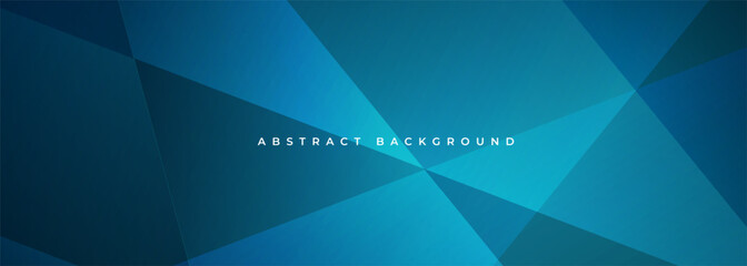 Blue modern abstract wide banner with geometric shapes. Dark blue abstract background. Vector illustration