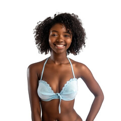 Wall Mural - Beautiful black woman in bikini. Transparent background or PNG file.