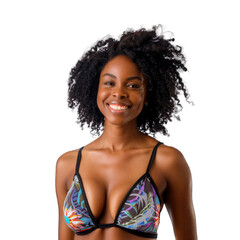 Wall Mural - Beautiful black woman in bikini. Transparent background or PNG file.