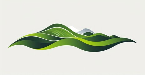 Sticker - Abstract Green Mountains Illustration