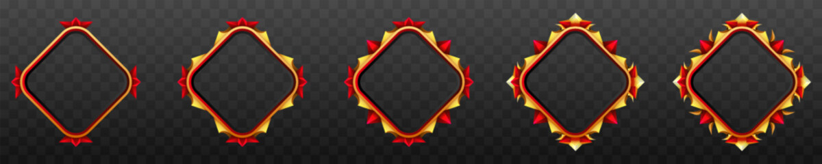 Wall Mural - fantasy red and golden yellow border game avatar banners set for game ui designs