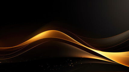 Wall Mural - Golden abstract wave wallpaper in dark background., generative ai