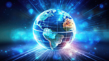 Wall Mural - best internet concept of global business. globe, glowing lines on technological background. wi-fi, r