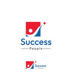 Wall Mural - Abstract logo template design of person reaching for the stars with a creative idea.Logo for business, community, success and dreams.