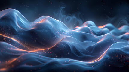 Wall Mural - Abstract glowing blue waves