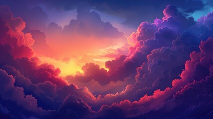 Wall Mural - Background of dark clouds with a sunset sky