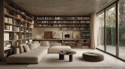 Sticker - Modern Library Interior Design with a Cozy Atmosphere