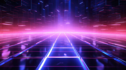 Wall Mural - Futuristic technology background with glowing lines., generative ai
