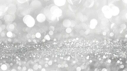 Wall Mural - white silver glitter background with bokeh lights