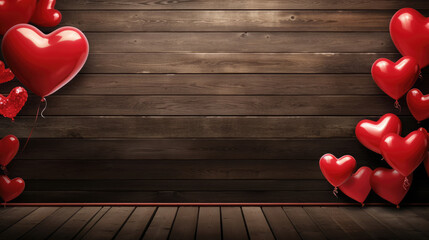 Wall Mural - valentine's day background with heart shaped balloons., generative ai