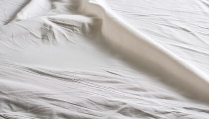 Wall Mural - Close up of white bedding sheets and copy-space