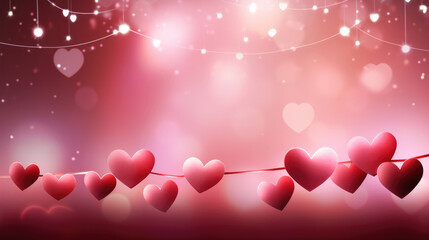 Wall Mural - valentine's day background with hearts and lights., generative ai