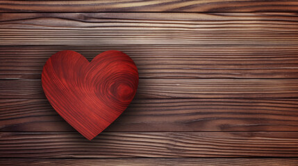 Wall Mural - red heart on the background of wood pattern. valentine's day., generative ai