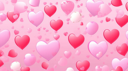 Wall Mural - Valentine's day seamless pattern with hearts on pink background., generative ai