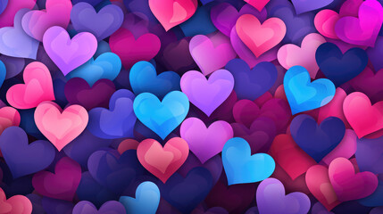 Wall Mural - valentine's day background with colorful hearts., generative ai