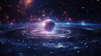 Wall Mural - abstract particles in space. Futuristic background with depth of field and bokeh effect., generative ai