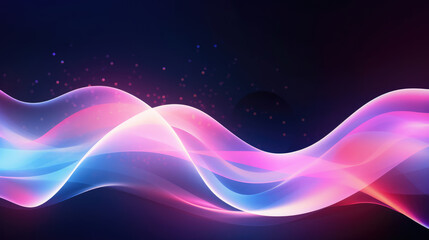 Wall Mural - Futuristic technology wave background with glowing lines and bokeh., generative ai