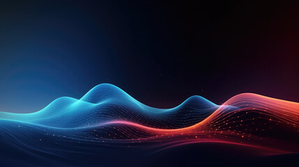 Wall Mural - Abstract technology wave background with glowing particles. illustration for your design., generative ai