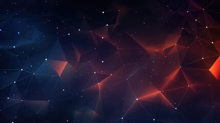 Sticker - Abstract polygonal space low poly dark background with connecting dots and lines., generative ai