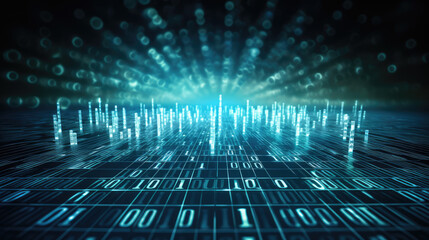 Wall Mural - cloud computing concept with binary code and binary code. , generative ai