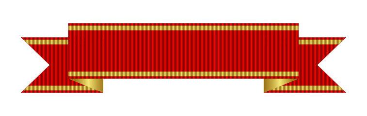 Wall Mural - Award isolated red satin silk ribbon with gold edging on a transparent background. Element, template for indicating rating, medals. Vector illustration EPS10